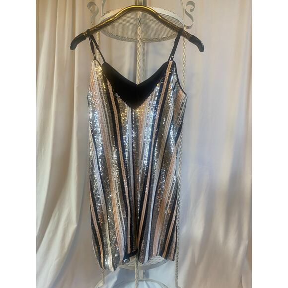 Lucy Paris Dress Dress Sequin Cocktail Mini Multicolor Spaghetti Straps Size Med - Picture 2 of 8
